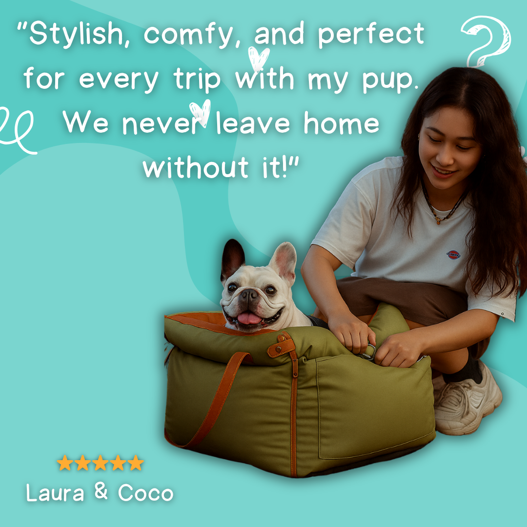 PawMaxi LuxRide™ – Premium Faux Leather Car Seat & Bed for Pets