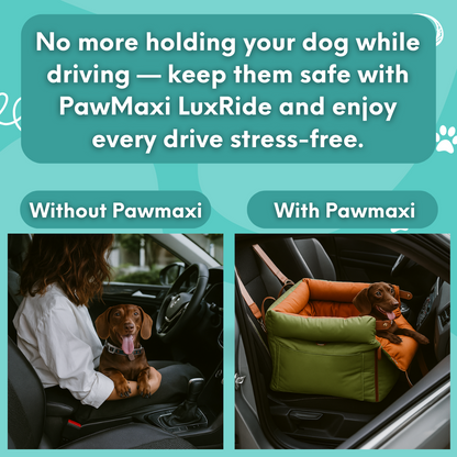 PawMaxi LuxRide™ – Premium Faux Leather Car Seat & Bed for Pets