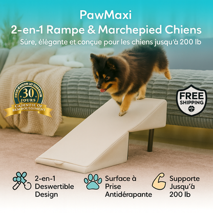 🐾PawMaxi™ ConvertiRamp Rampe & Marchepied 2-en-1 en Bois pour Chien