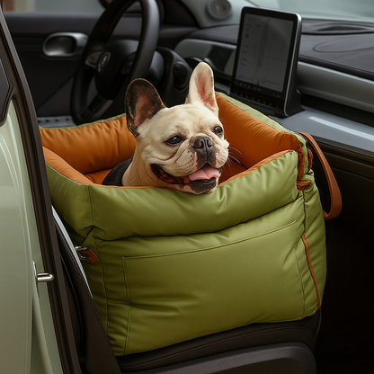 PawMaxi LuxRide™ – Premium Faux Leather Car Seat & Bed for Pets