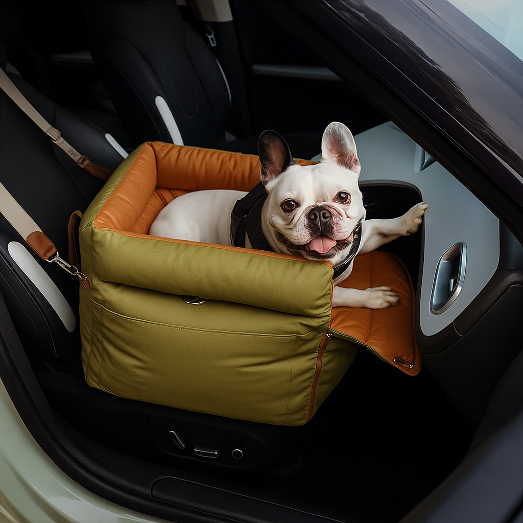PawMaxi LuxRide™ – Premium Faux Leather Car Seat & Bed for Pets