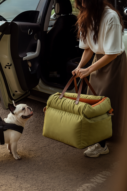 PawMaxi LuxRide™ – Premium Faux Leather Car Seat & Bed for Pets