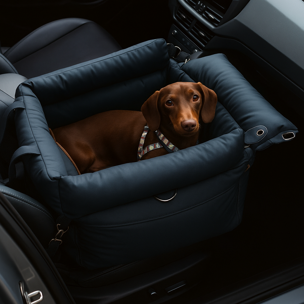 PawMaxi LuxRide™ – Premium Faux Leather Car Seat & Bed for Pets