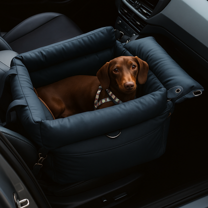 PawMaxi LuxRide™ – Premium Faux Leather Car Seat & Bed for Pets