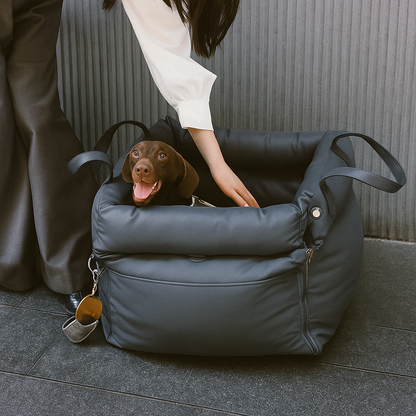 PawMaxi LuxRide™ – Premium Faux Leather Car Seat & Bed for Pets