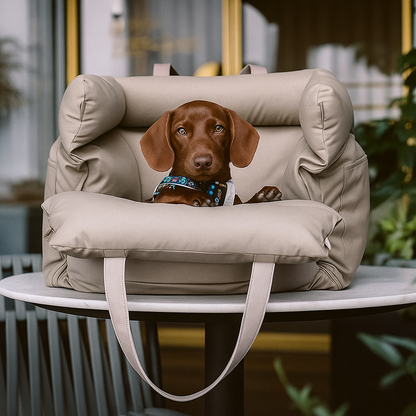 PawMaxi LuxRide™ – Premium Faux Leather Car Seat & Bed for Pets