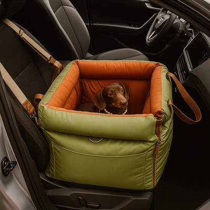 PawMaxi LuxRide™ – Premium Faux Leather Car Seat & Bed for Pets