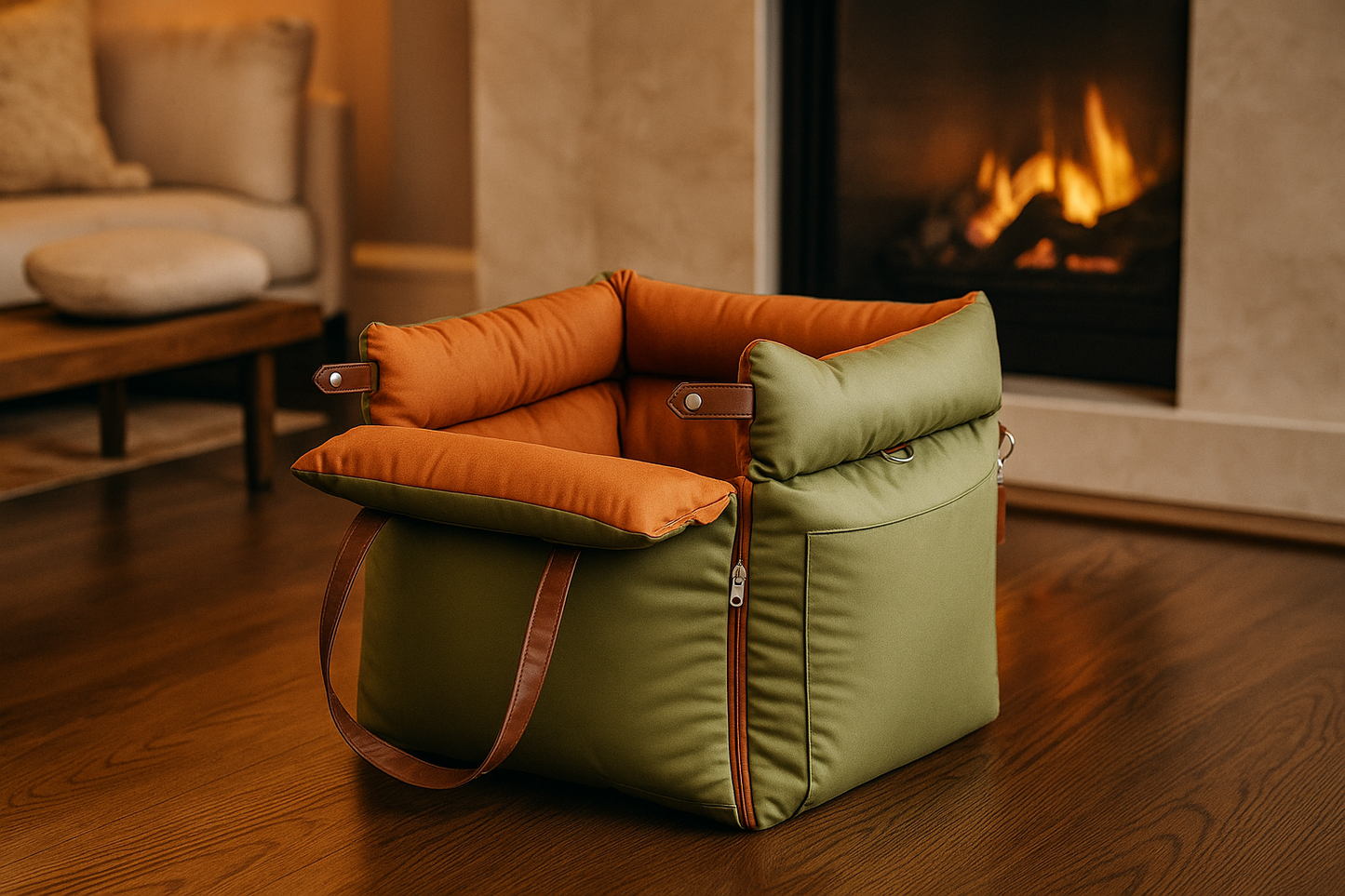 PawMaxi LuxRide™ – Premium Faux Leather Car Seat & Bed for Pets