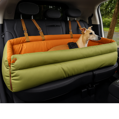 PawMaxi LuxRide™ – Premium Faux Leather Car Seat & Bed for Pets