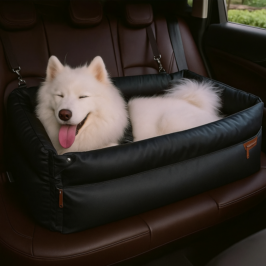 PawMaxi LuxRide™ – Premium Faux Leather Car Seat & Bed for Pets