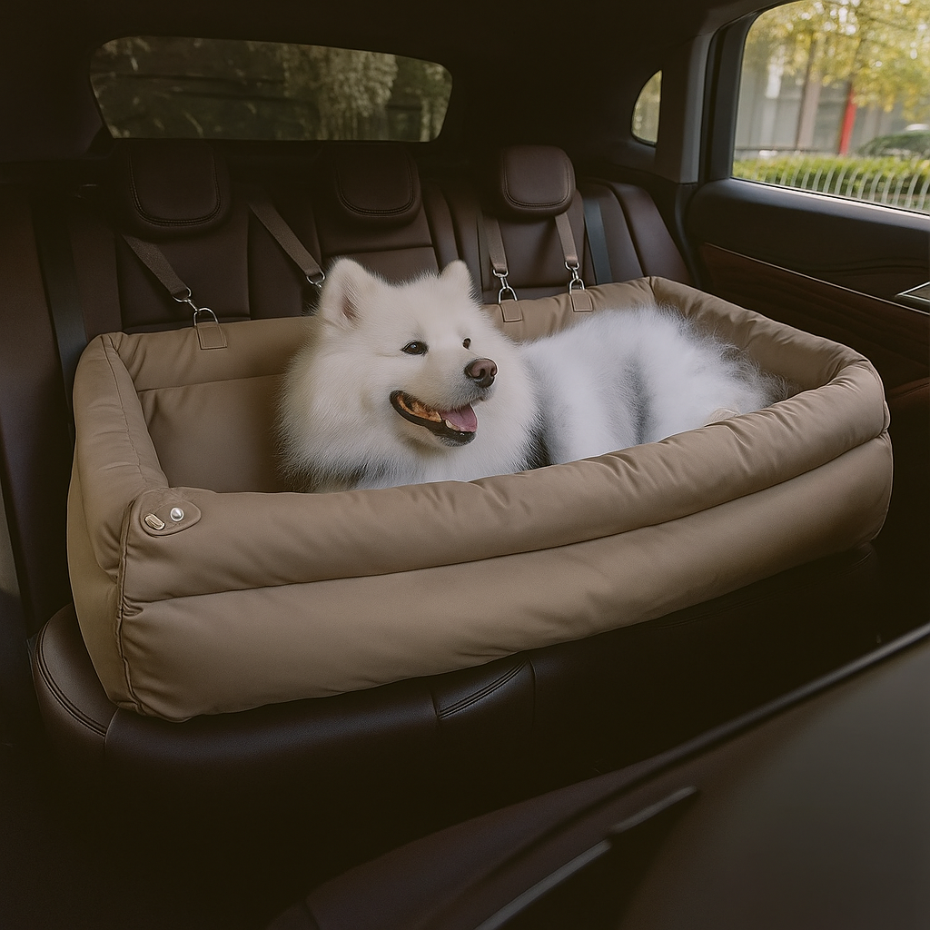 PawMaxi LuxRide™ – Premium Faux Leather Car Seat & Bed for Pets