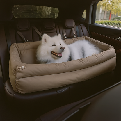 PawMaxi LuxRide™ – Premium Faux Leather Car Seat & Bed for Pets