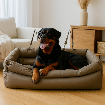 PawMaxi LuxRide™ – Premium Faux Leather Car Seat & Bed for Pets