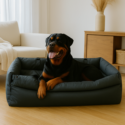 PawMaxi LuxRide™ – Premium Faux Leather Car Seat & Bed for Pets